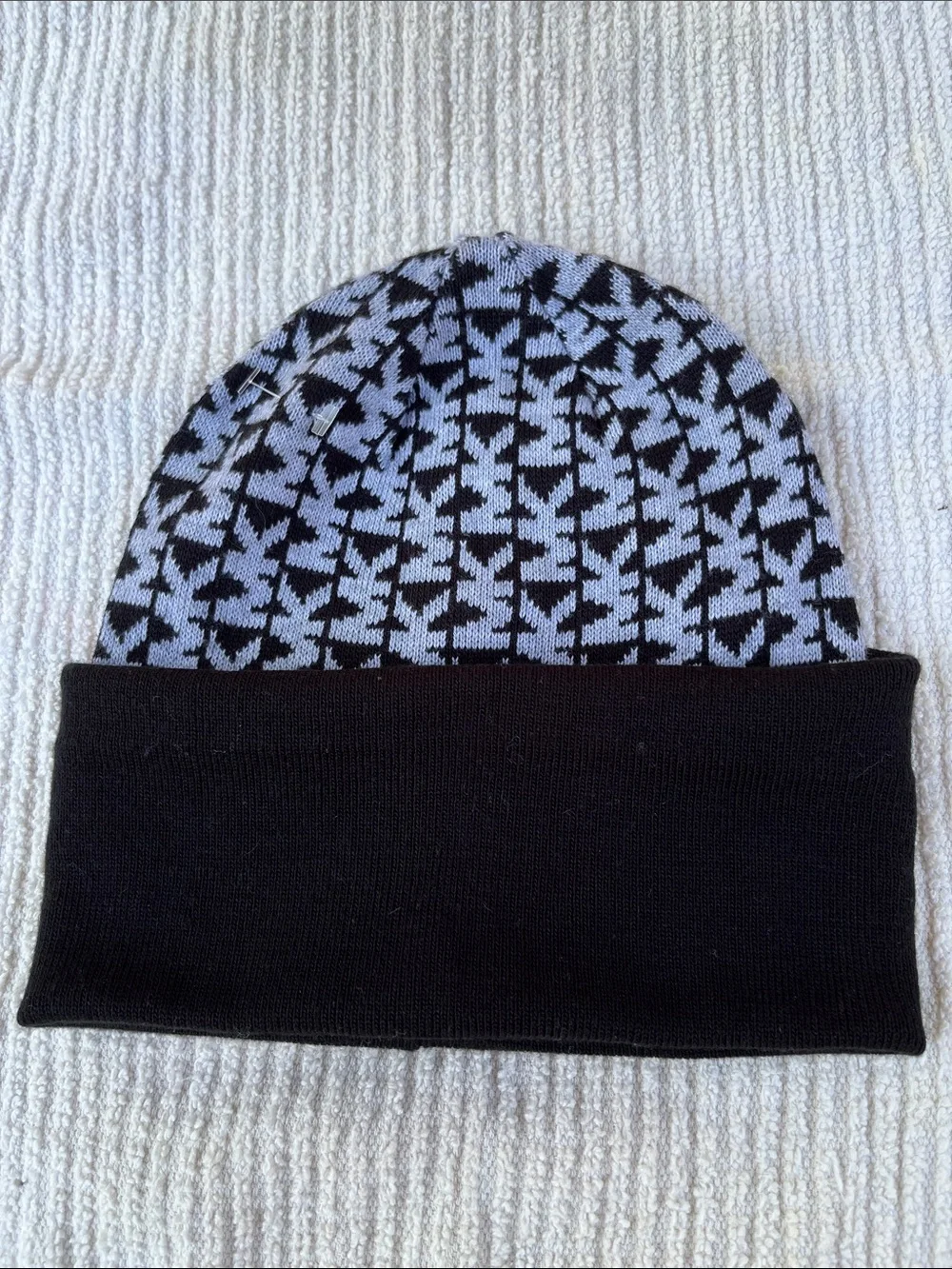 MICHAEL Michael Kors Black & Gray MK Monogram Knit Beanie Hat. NWOT
